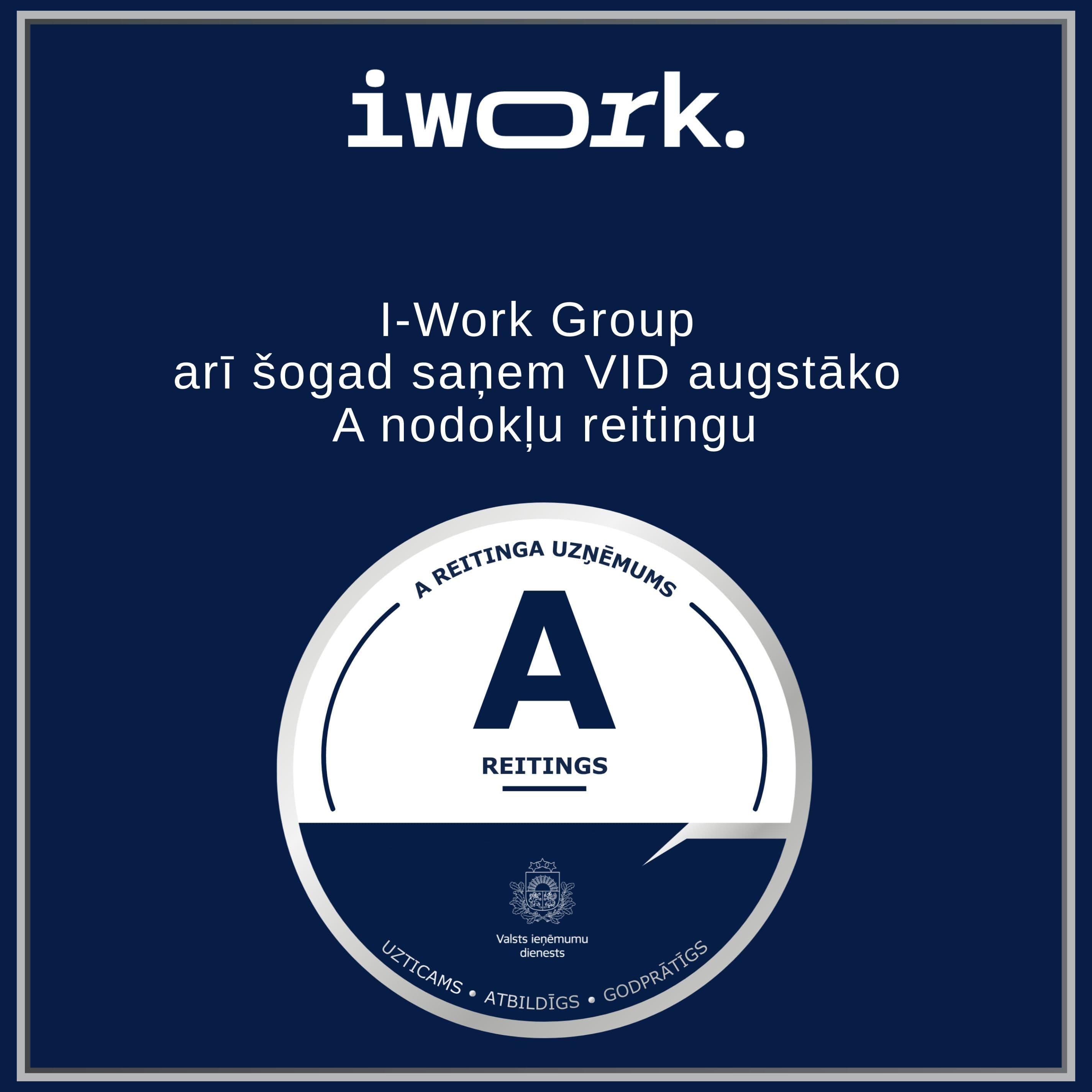I-Work Group arī šogad saņem  A nodokļu reitingu